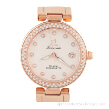 Women Quartz Leather Strap Watch with Calendar Apt-M010
